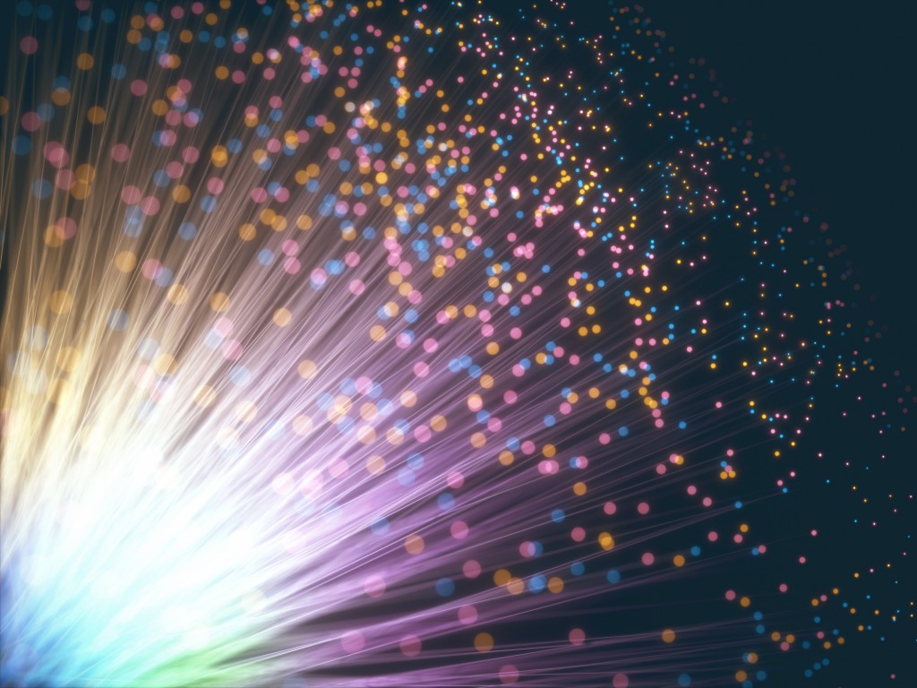 Colored optical fiber with depth-of-field effect and bokeh effect.